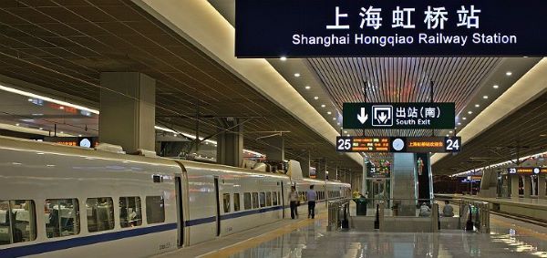 إحدى منصات محطة قطارات شانغهاي هونغ تشياو